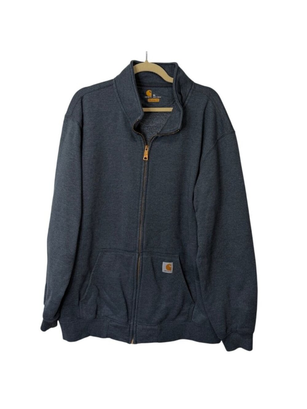 Carhartt Mens XL Full-Zip Hoodie Original Fit Mock-Neck Gray
